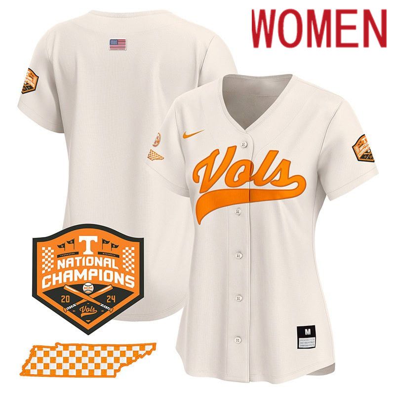 Women Tennessee Volunteers Blank Cream 2024 Nike Champions Vapor Premier Limited NCAA Jersey